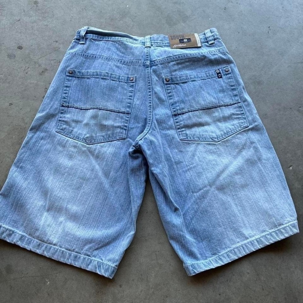 Vintage Southpole Bamboo Weave Blue Tab Baggy Jean Shorts Jorts Y2K 90s Grail